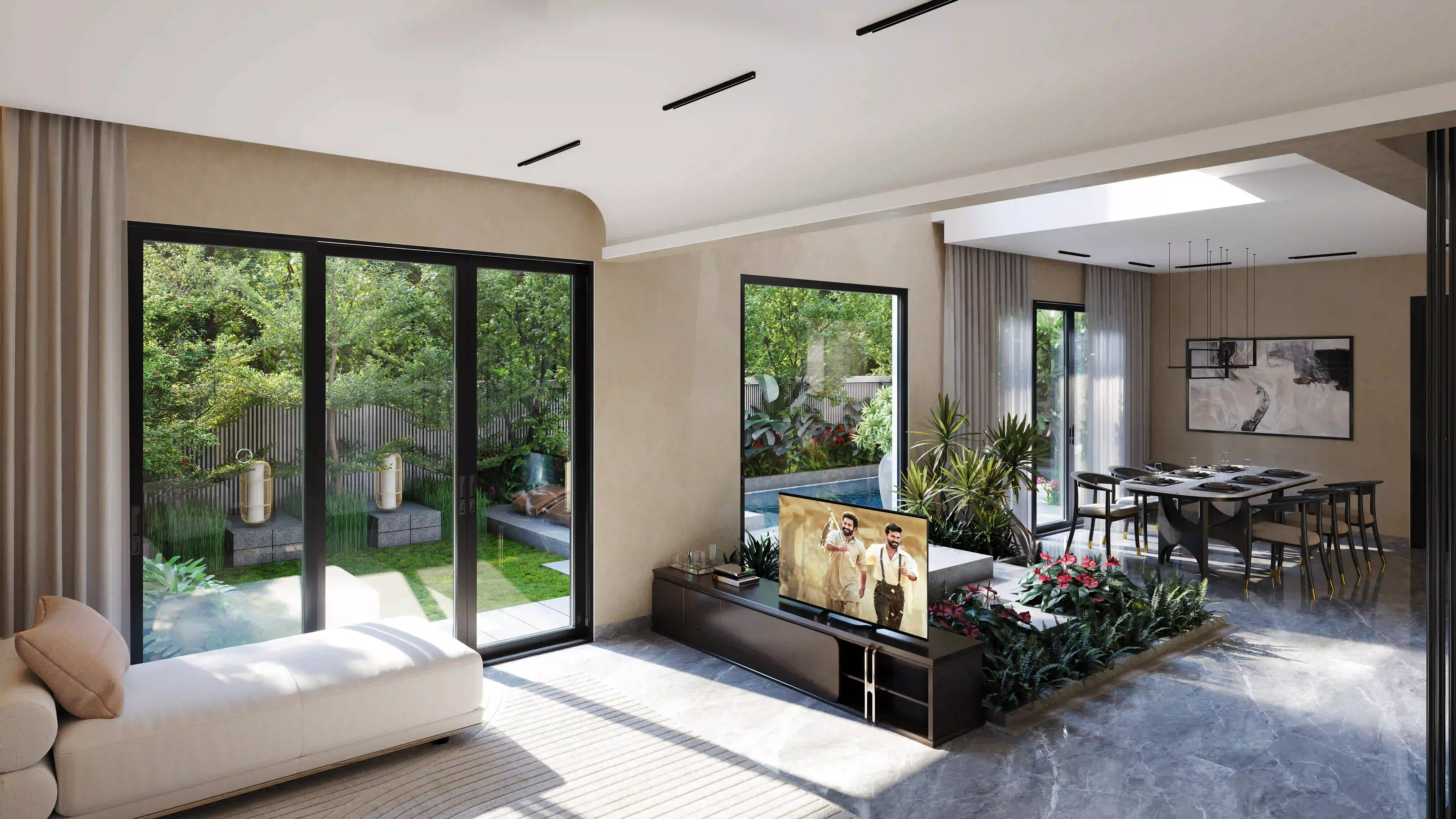 Luxury living and dining room