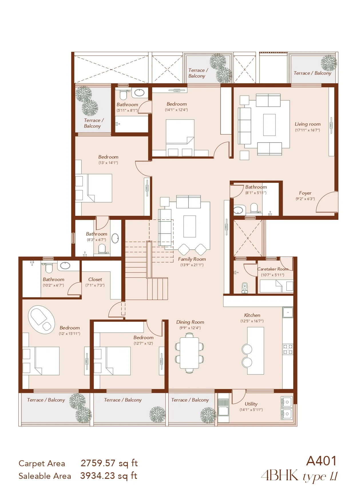 Echoes of Eden 4 BHK Sky Villa floor plan 13