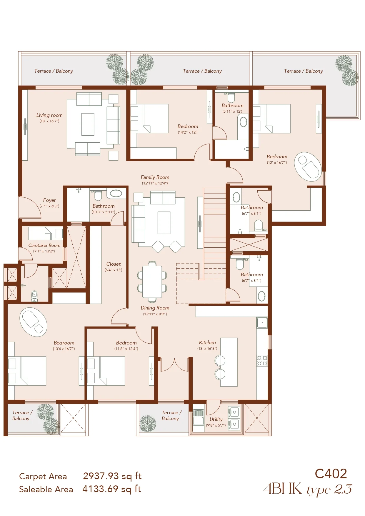 Echoes of Eden 4 BHK Sky Villa floor plan 18